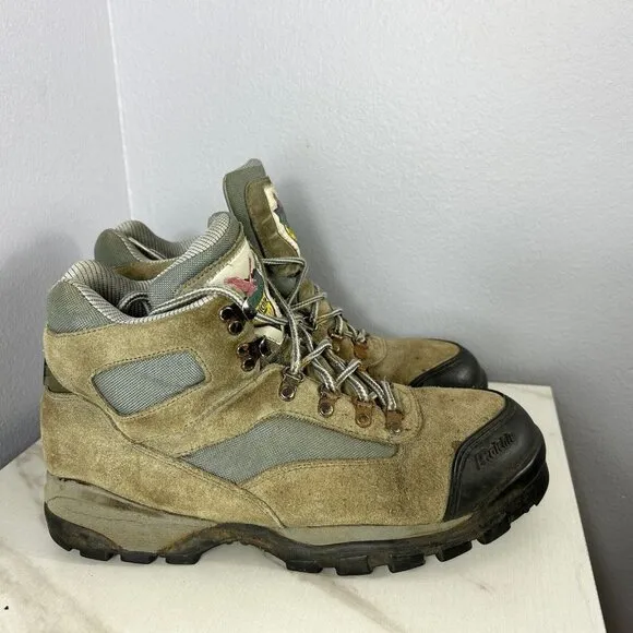 Raichle Outdoors Collection Steel Toe Suede and Green Hiking Boots Size 11M