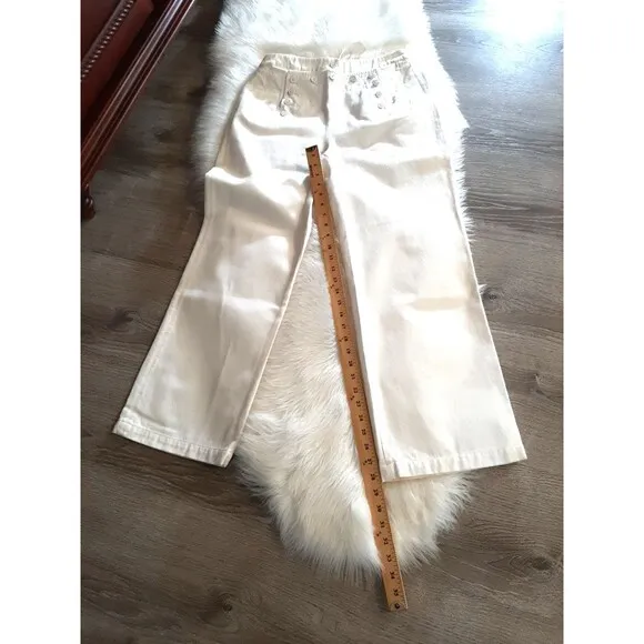 Ralph Lauren Jean Co. Women's Size 8P Wide Leg White Sailor Pants