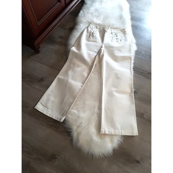 Ralph Lauren Jean Co. Women's Size 8P Wide Leg White Sailor Pants
