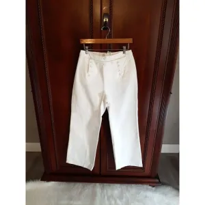 Ralph Lauren Jean Co. Women's Size 8P Wide Leg White Sailor Pants