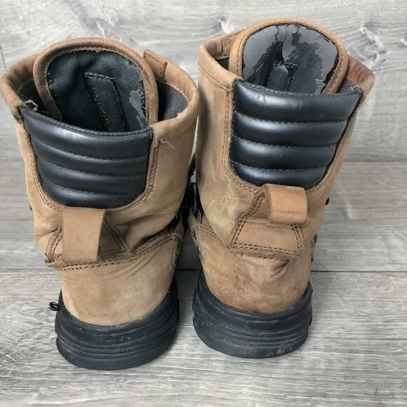 Ralph Lauren Mens Conquest High Leather Hiking Boots Size 5 Brown Double Zip
