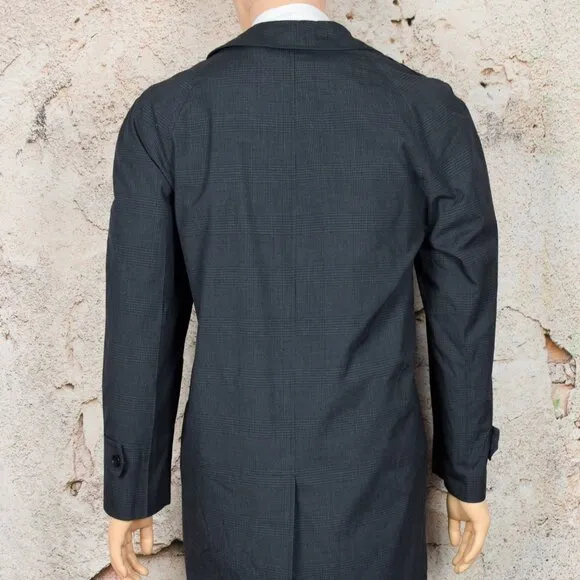 Rare - 50s/60s Grey &amp; Black Plaid BOSTON HARBOR Trench Coat  McGREGOR -40R