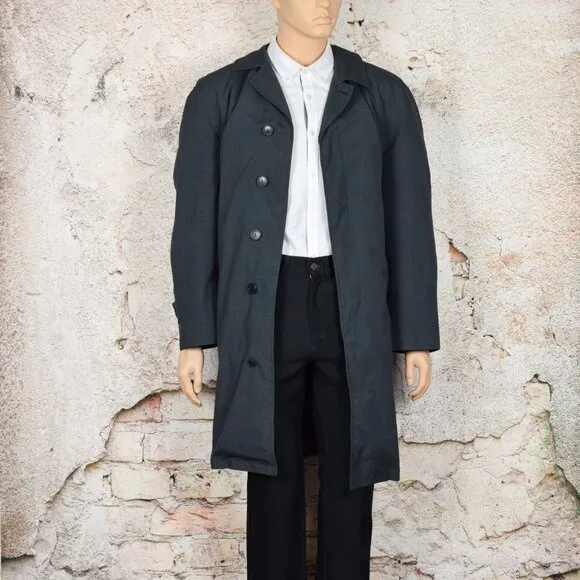 Rare - 50s/60s Grey &amp; Black Plaid BOSTON HARBOR Trench Coat  McGREGOR -40R