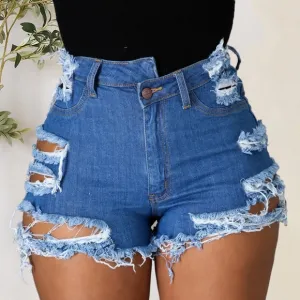 Raw Rebellion Distressed Denim Shorts - Medium