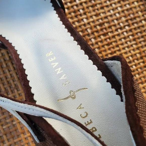 Rebeca Sanver Brown Tan Peep-Toe Heels Sz 39.5