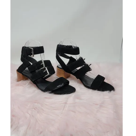 Rebecca Minkoff Ilana City Heeled Black Strappy Sandal 7M