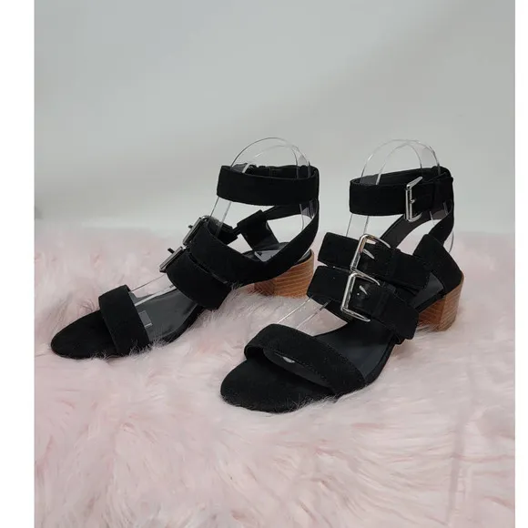 Rebecca Minkoff Ilana City Heeled Black Strappy Sandal 7M