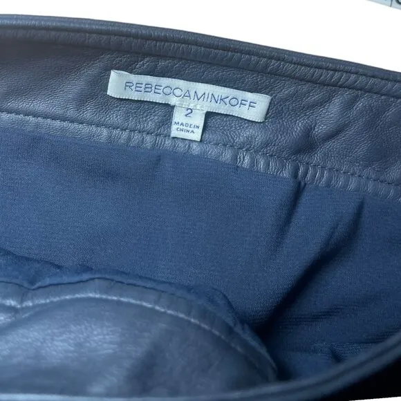 Rebecca Minkoff Lambskin Leather Mini Skirt Gray Size 2