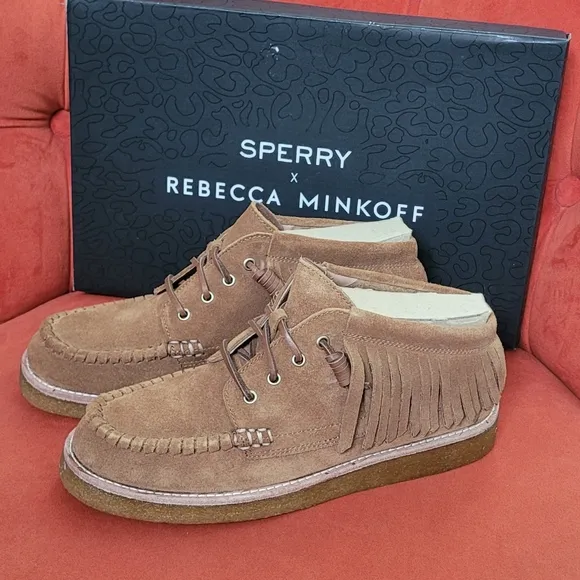Rebecca Minkoff x Sperry Women’s Fringe Tan Chukka Boots STS87070 Size 10