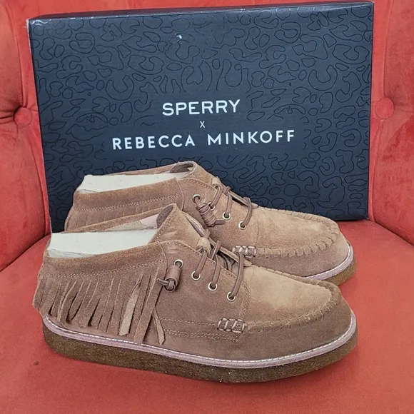 Rebecca Minkoff x Sperry Women’s Fringe Tan Chukka Boots STS87070 Size 10