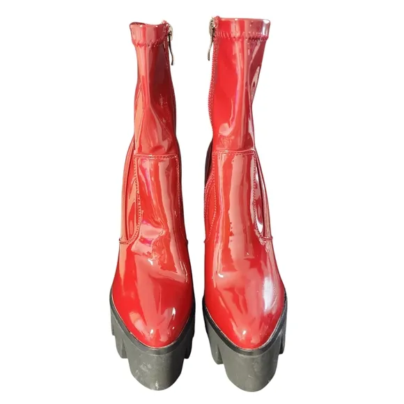 Red Platform Ankle Doll | Boots Size 7