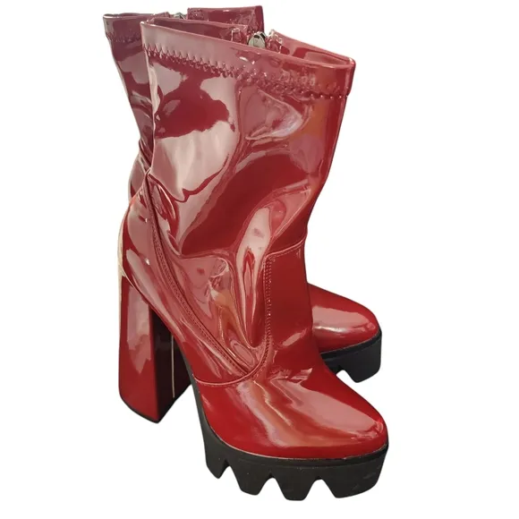 Red Platform Ankle Doll | Boots Size 7