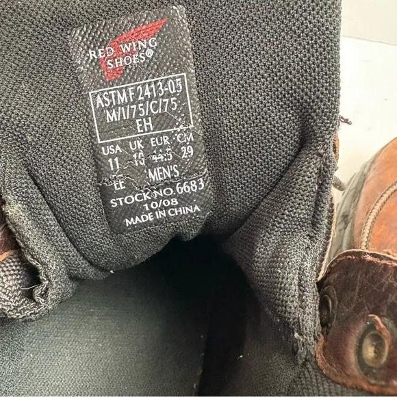 Red Wing Work Construction Boots Brown Leather Lace-up ASTM 2414 05 size 11