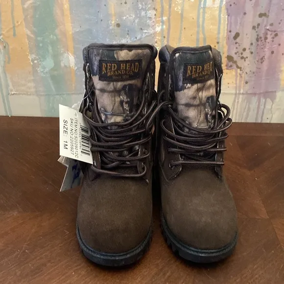 RedHead Waterproof Hunting Camo Winter Boots Youth 1M Lace Up NWT