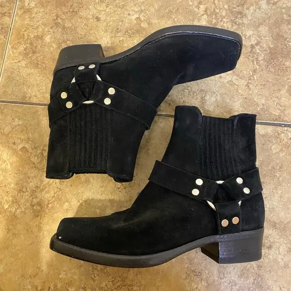 RE/DONE Black Suede Short Cavalry Harness Boots Size 41 Western 90s Grunge