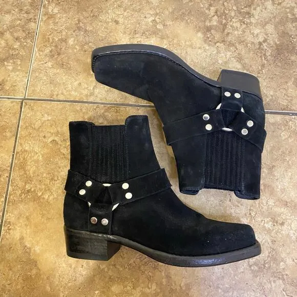 RE/DONE Black Suede Short Cavalry Harness Boots Size 41 Western 90s Grunge