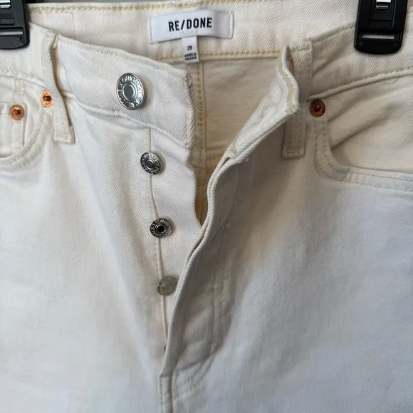 Re/Done Sz 29 Comfort Stretch High Rise 70s Stove Pipe Vintage White Jeans