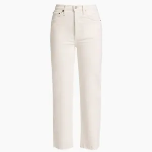 Re/Done Sz 29 Comfort Stretch High Rise 70s Stove Pipe Vintage White Jeans