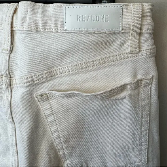Re/Done Sz 29 Comfort Stretch High Rise 70s Stove Pipe Vintage White Jeans