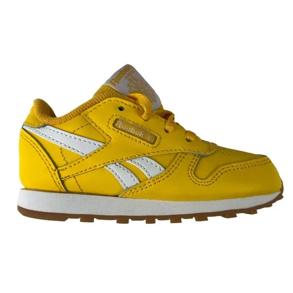 Reebok Classic Leather Infants Toddler Running/Walking Shoes Yellow Sz: 7