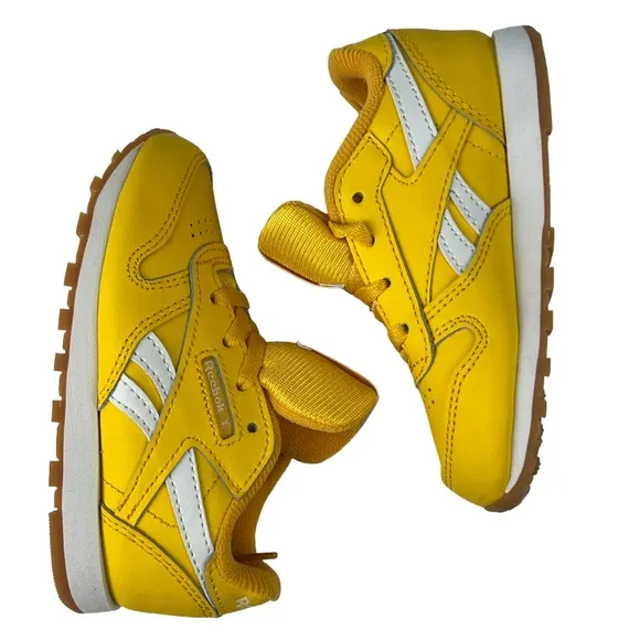 Reebok Classic Leather Infants Toddler Running/Walking Shoes Yellow Sz: 7