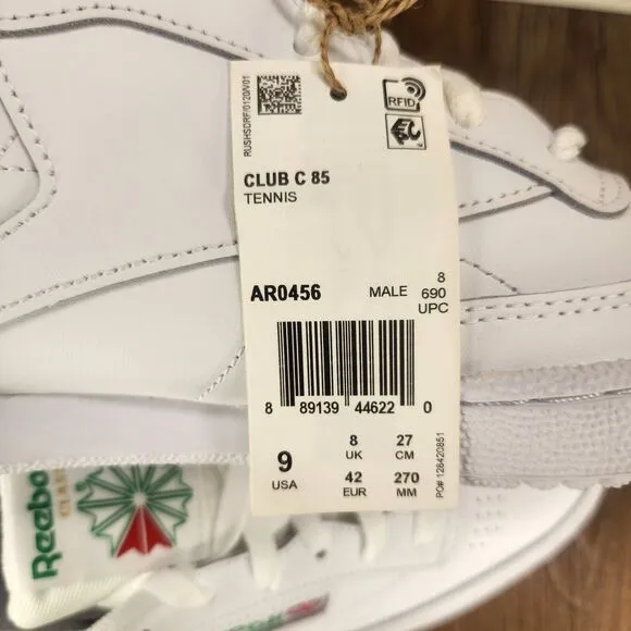 Reebok Club C 85 Mens Size 9 White Glen Green Sport Tennis Sneakers Shoes AR0456