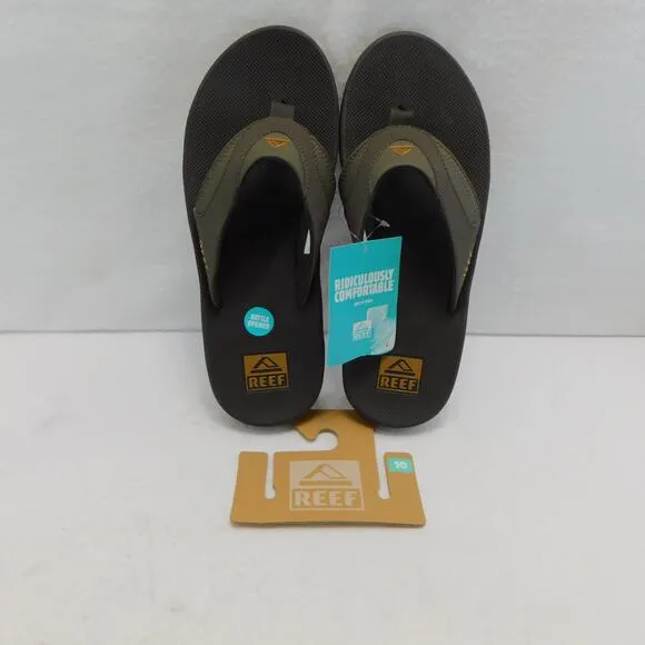 Reef Brown Fanning Men Flip Flops Size 10 with Bottle Opener New