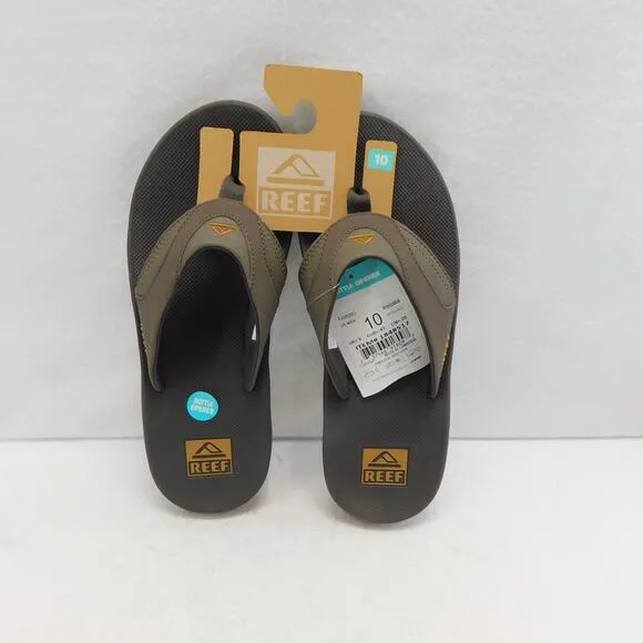 Reef Brown Fanning Men Flip Flops Size 10 with Bottle Opener New