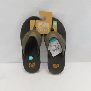 Reef Brown Fanning Men Flip Flops Size 10 with Bottle Opener New