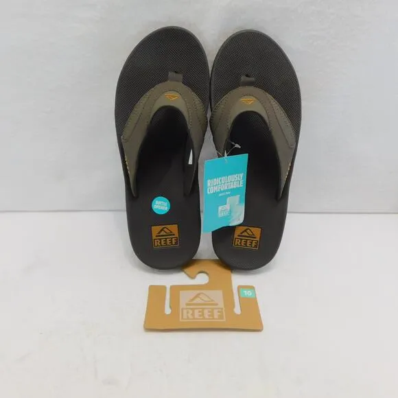 Reef Brown Fanning Men Flip Flops Size 10 with Bottle Opener New