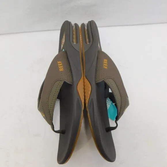 Reef Brown Fanning Men Flip Flops Size 10 with Bottle Opener New