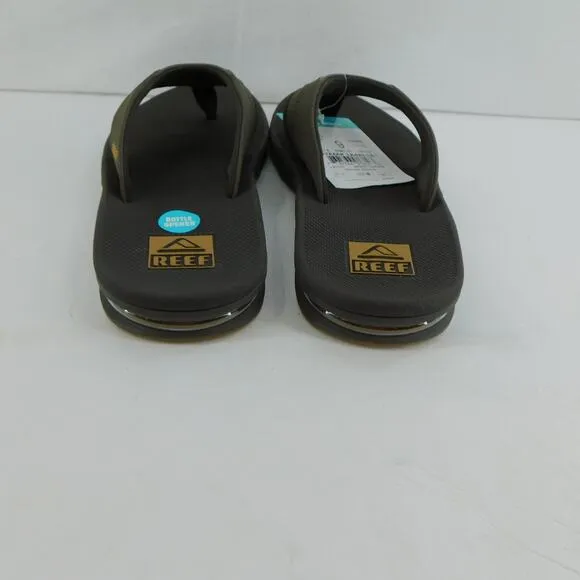 REEF Men's Flip Flops Fanning Brown Gum Bottle Sandal Opener Size 9 New