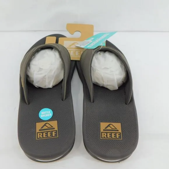 REEF Men's Flip Flops Fanning Brown Gum Bottle Sandal Opener Size 9 New
