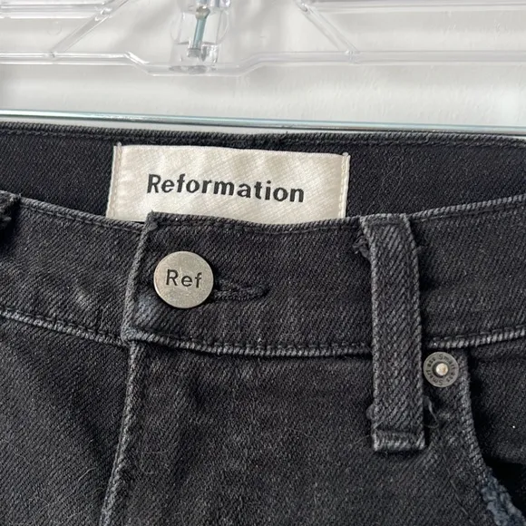 Reformation Camille High Cigarette Jeans | Nile Black | Size 23