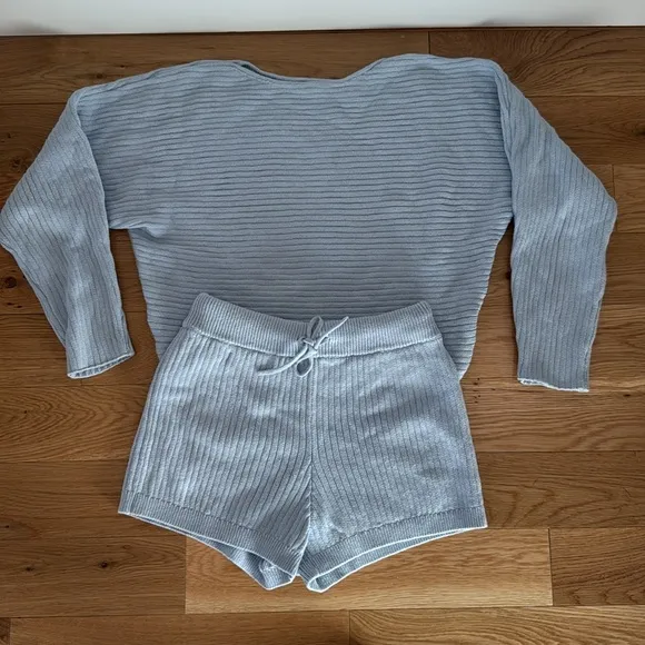 Reformation Cort Ribbed Organic Cotton Pullover &amp; Shorts