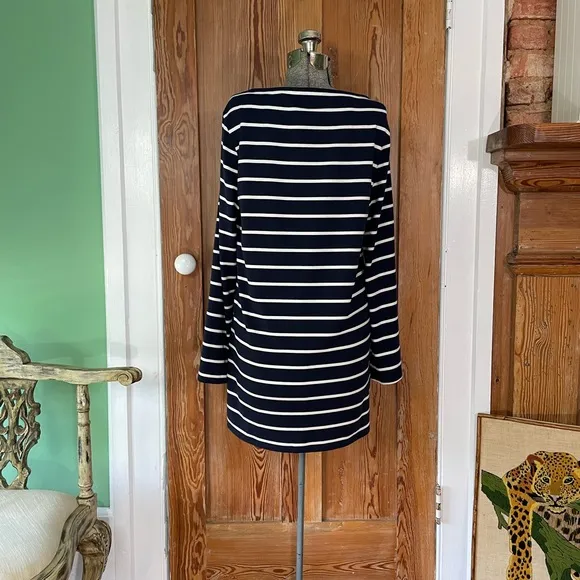 Reformation Junia Knit Dress in Navy and White Stripe - Size Small