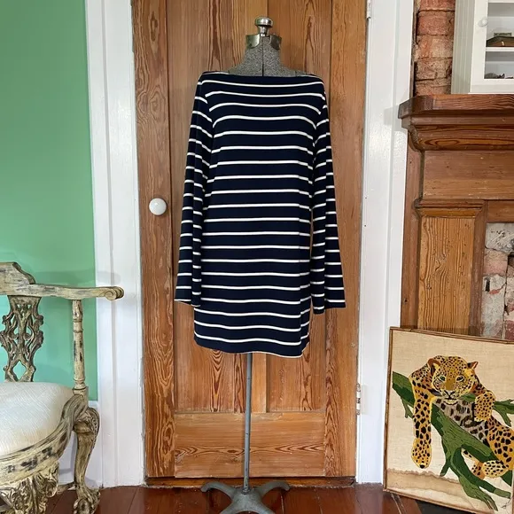 Reformation Junia Knit Dress in Navy and White Stripe - Size Small