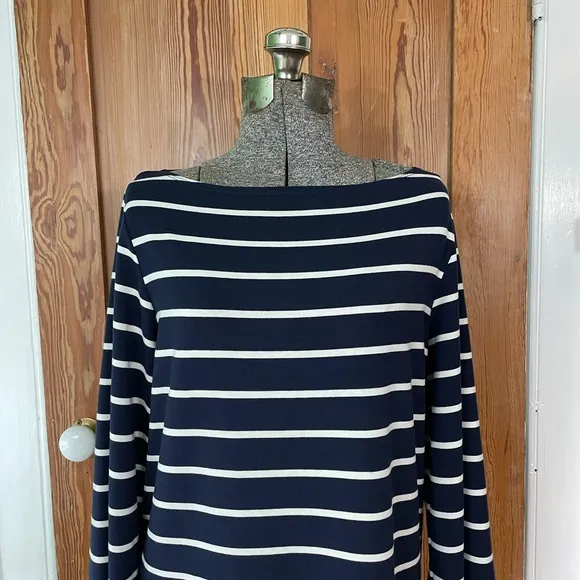 Reformation Junia Knit Dress in Navy and White Stripe - Size Small