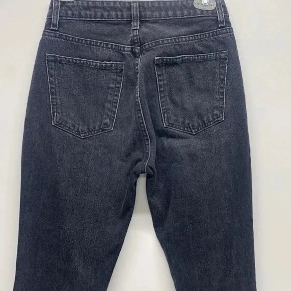 Reformation Harley Jean Silver Studded Pacific Black Faded Denim Size 26