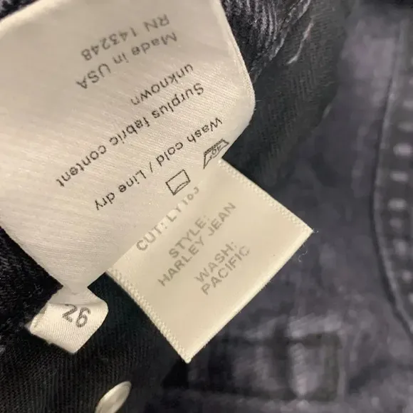 Reformation Harley Jean Silver Studded Pacific Black Faded Denim Size 26