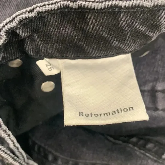 Reformation Harley Jean Silver Studded Pacific Black Faded Denim Size 26