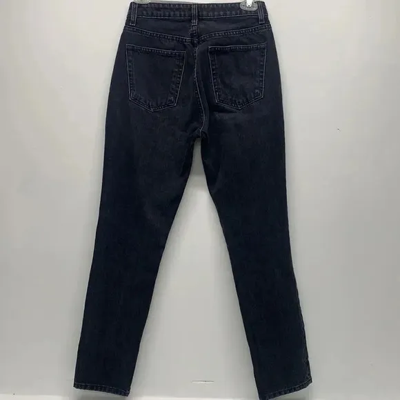 Reformation Harley Jean Silver Studded Pacific Black Faded Denim Size 26