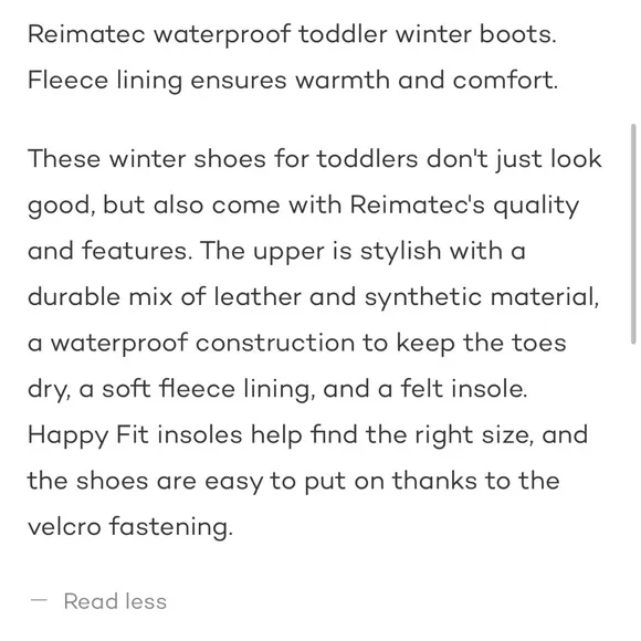 Reima Toddlers' Waterproof Winter Shoes Qing
