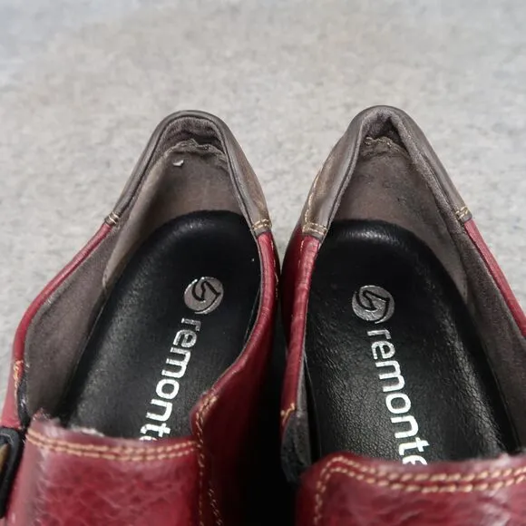 Remonte Shoes Womens 38 Casual Fashion Slip On Leather Walking Comfort Red Grey
