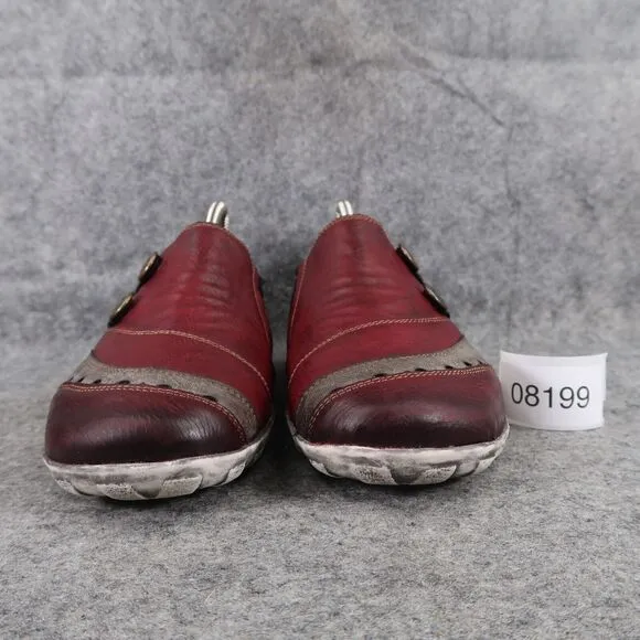 Remonte Shoes Womens 38 Casual Fashion Slip On Leather Walking Comfort Red Grey