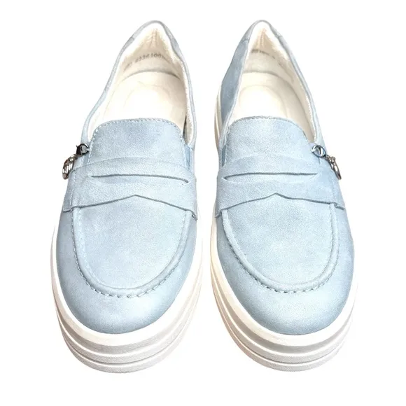 Remote Soft Women's D1C05 Julika Light Blue Platform Loafers Shoes Size 40 8.5-9