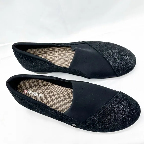 Revere Naples Black Midnight comfort slip on walking shoes size 12 Wide