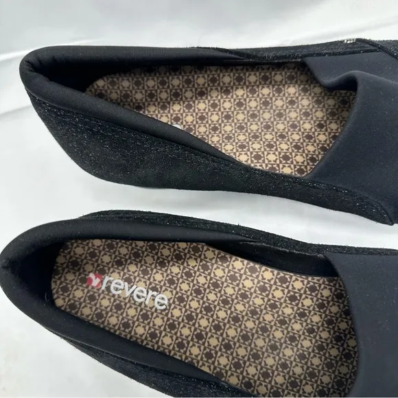 Revere Naples Black Midnight comfort slip on walking shoes size 12 Wide