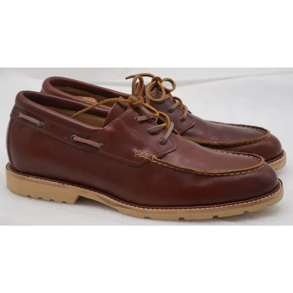 RHODES Tahoe Boat Shoes - Vibram Gumlite Sole Leather Moc Toe Boat Shoes - 13