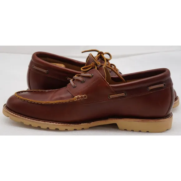 RHODES Tahoe Boat Shoes - Vibram Gumlite Sole Leather Moc Toe Boat Shoes - 13